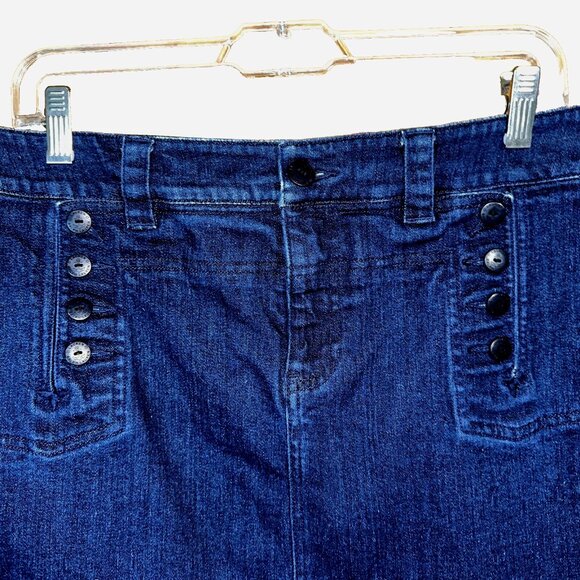 Lauren Ralph Lauren Denim Skirt 10 Y2K Quiet Luxury Preppy Dark Wash Cotton - Picture 3 of 6